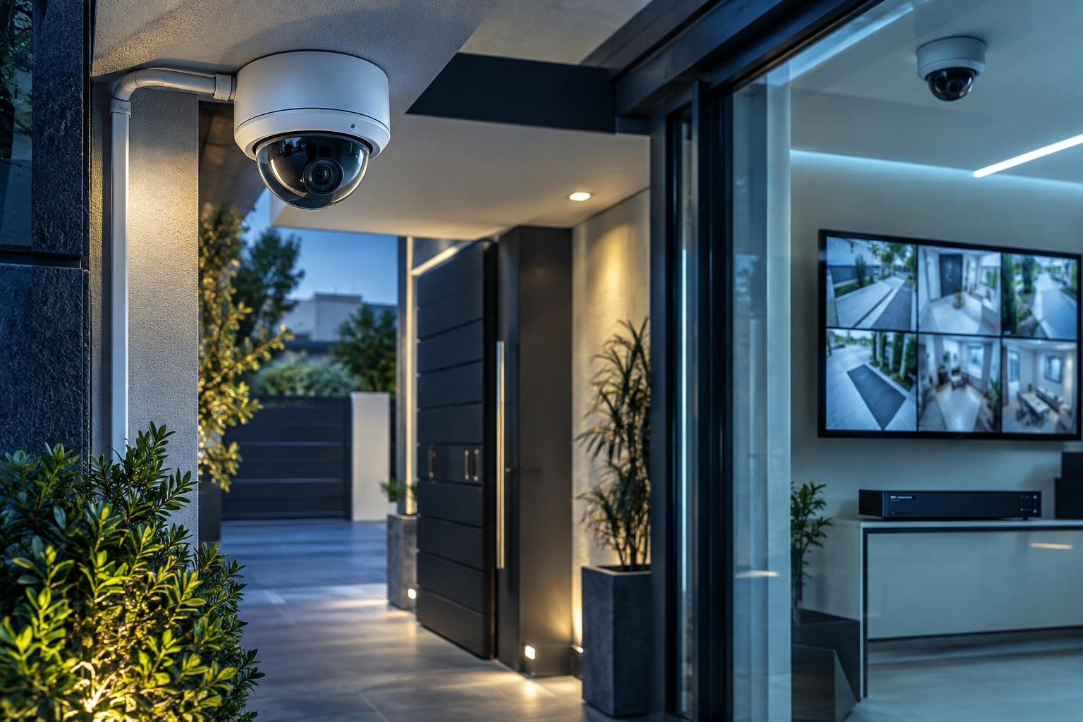 Installation de caméra de surveillance avec système de visualisation